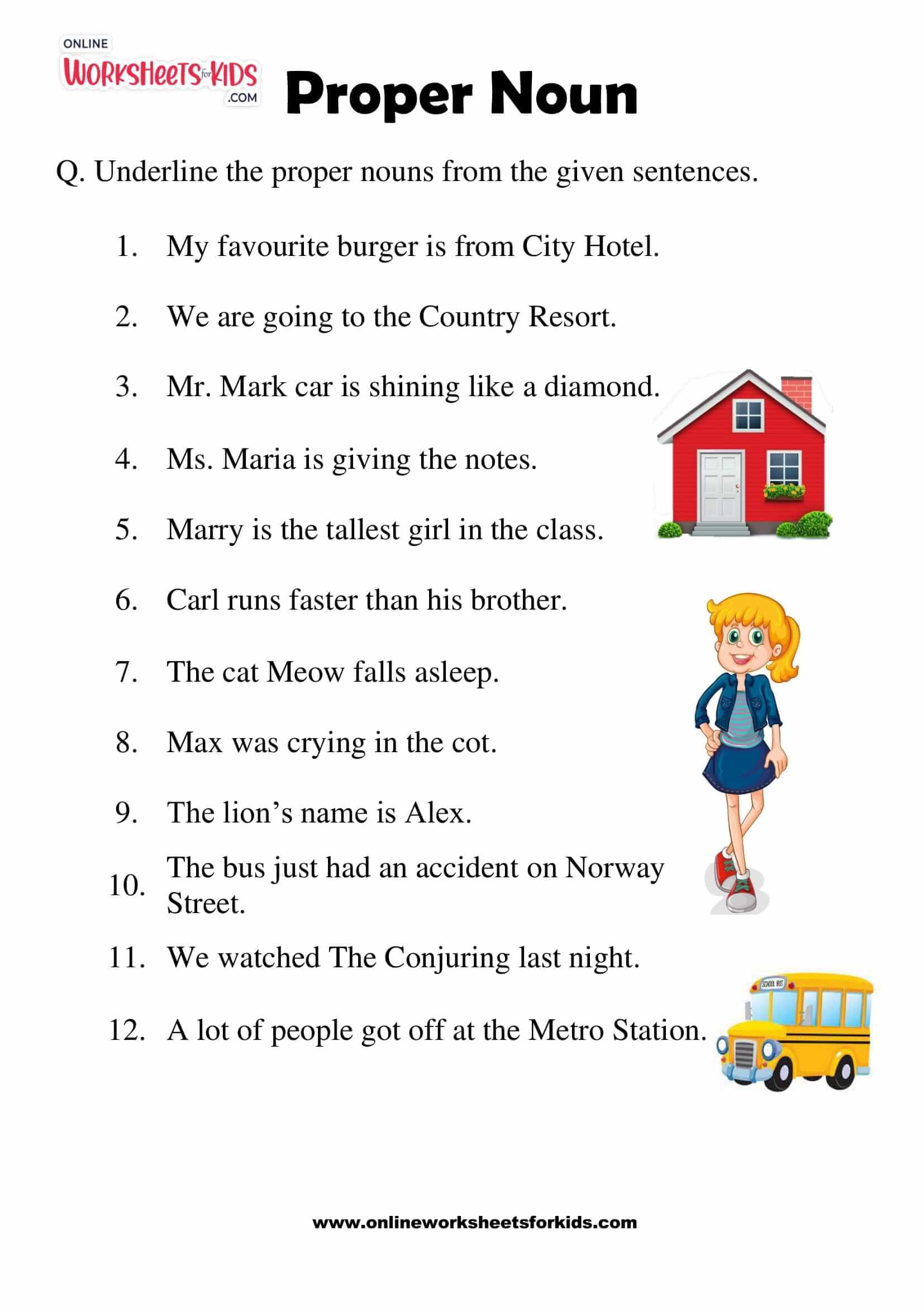 Proper Nouns Grammar Worksheets