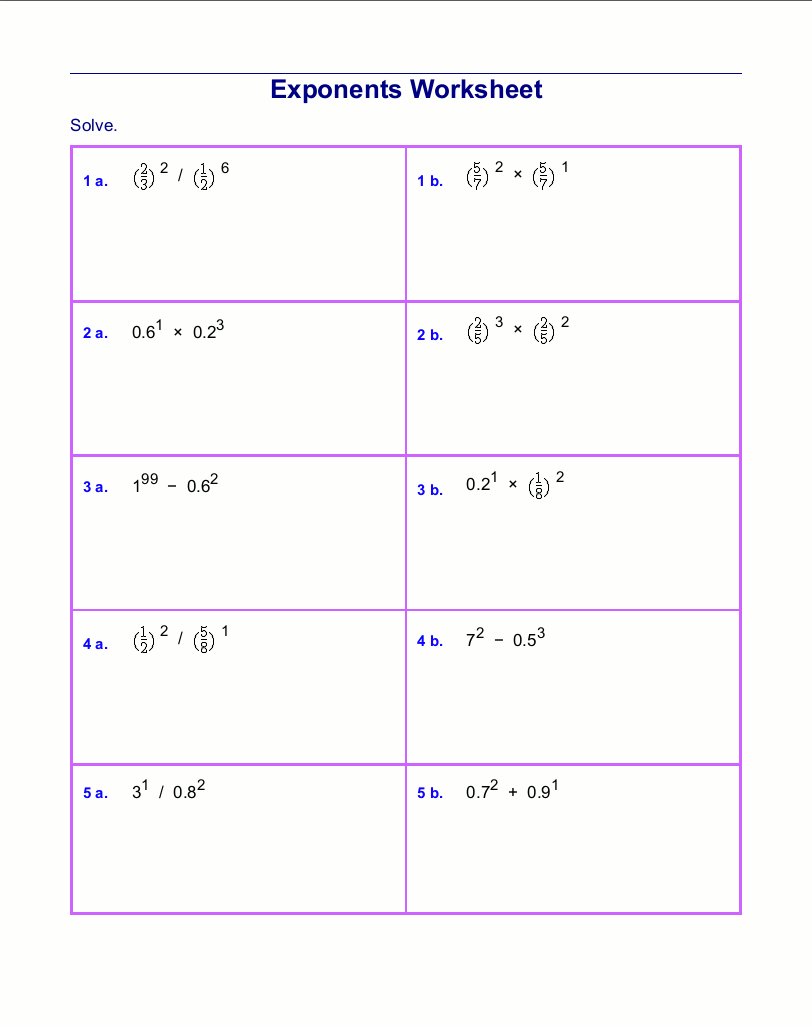 Properties Of Exponents Worksheet Pdf