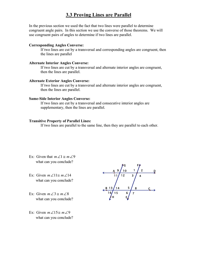 Proving Lines Parallel Worksheet Made Easy