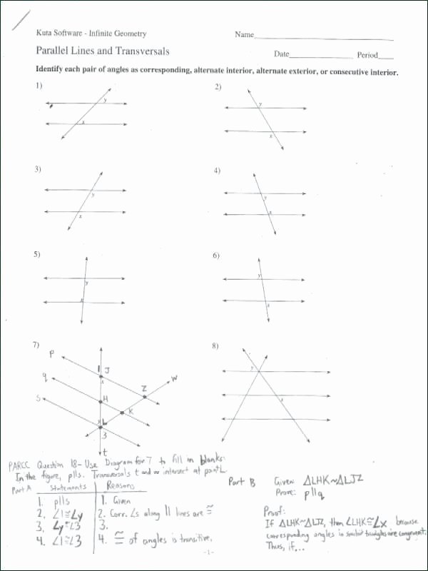 Prove It: Parallel Lines Worksheet With Answers