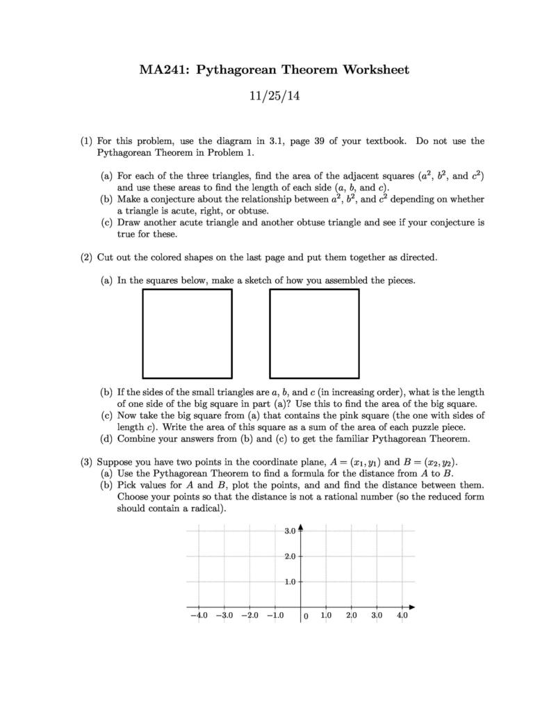 Pythagorean Theorem Worksheet Pdf