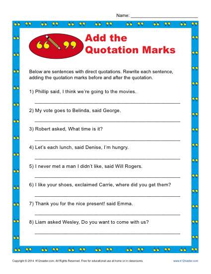 Mastering Quotation Marks with Free Worksheets