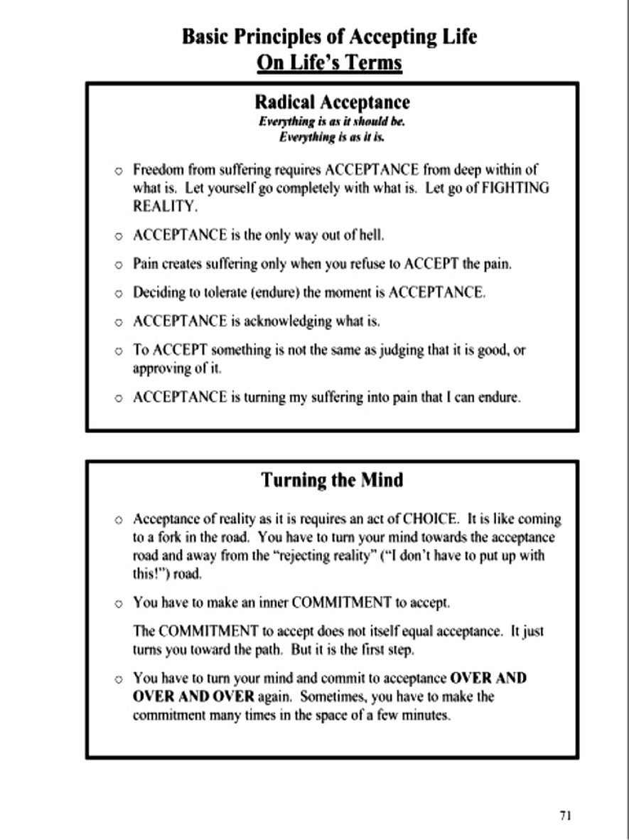 Radical Acceptance Worksheet Dbt