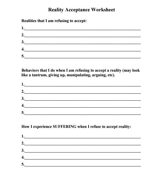 Radical Acceptance Worksheets for Emotional Freedom