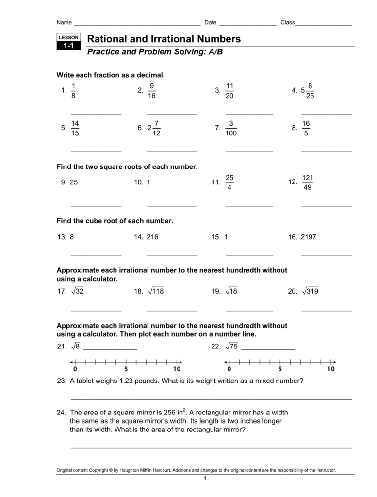 Rational or Irrational Numbers Worksheet for Math Success