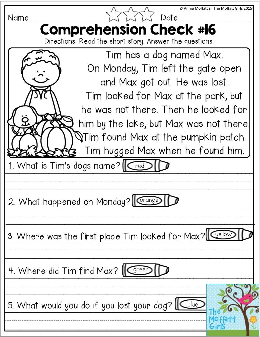 Reading Comprehension Worksheets For 2Nd Grade