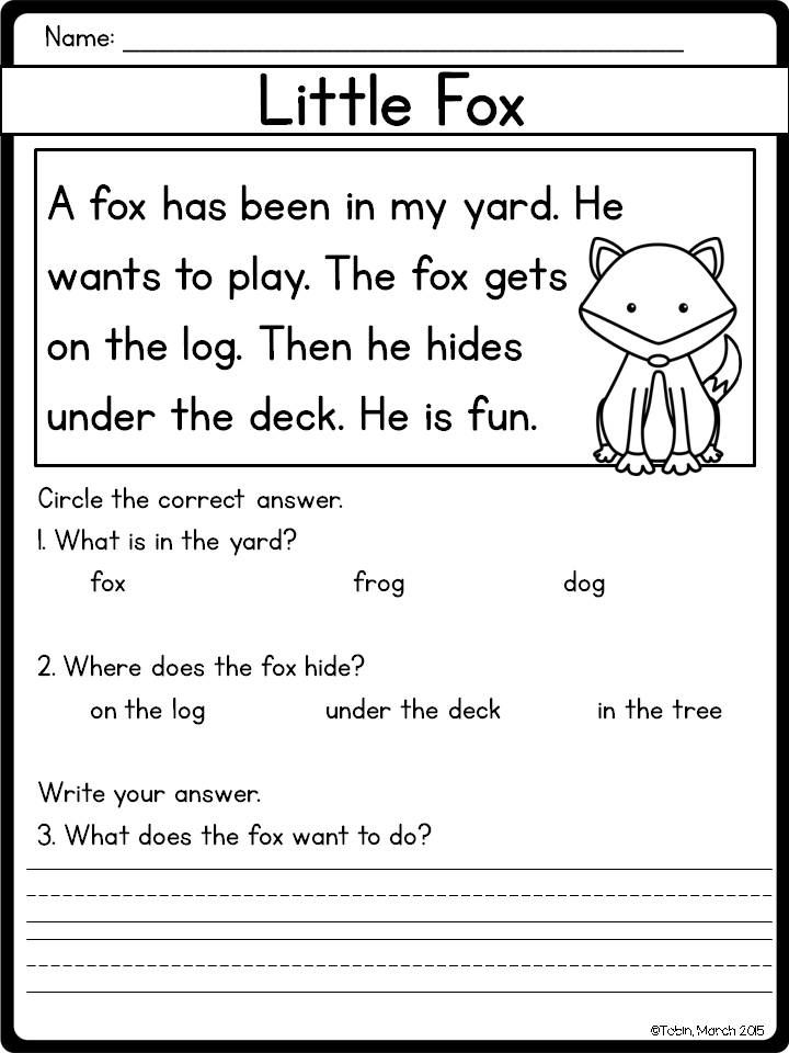 5 Fun Reading Comprehension Worksheets for Kindergarten