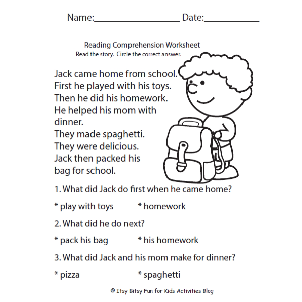 Reading Worksheets for 1st Grade Success