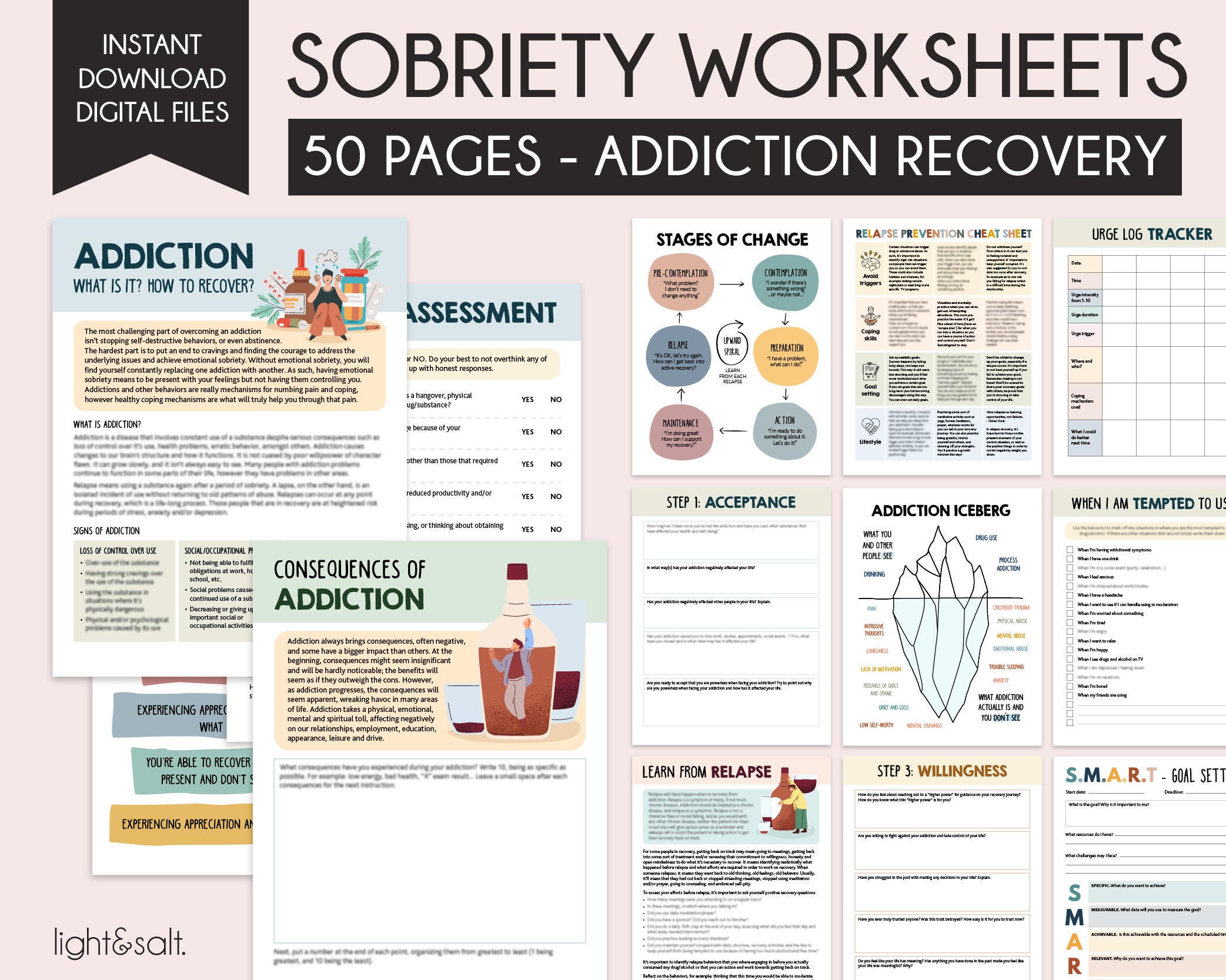 Recovery Addiction Worksheets for Healing and Growth