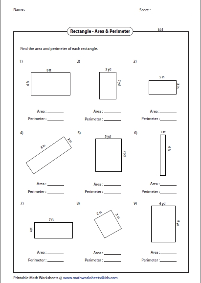 Rectangle Worksheets