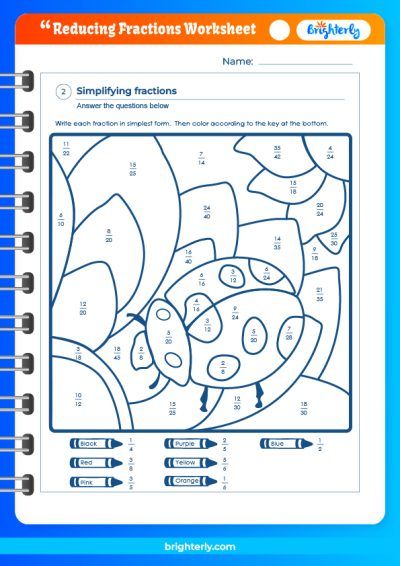 Simplify Math with Easy Reducing Fractions Worksheet