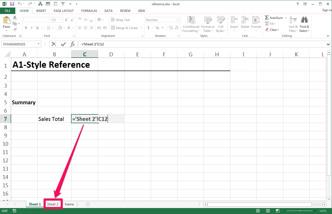 Reference Cell A1 from Another Worksheet