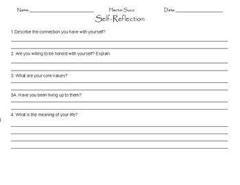 Reflection Worksheet For Students