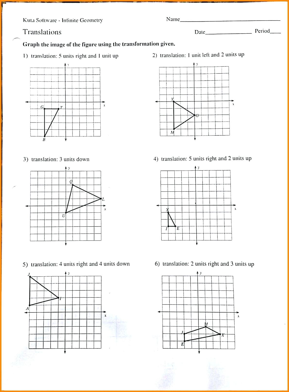 Reflections and Translations Math Worksheet Made Easy