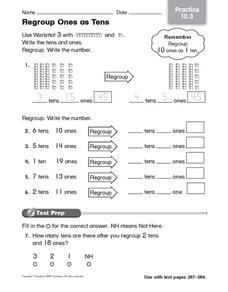 Regroup Ones As Tens Practice 3Rd 4Th Grade Worksheet Lesson Planet