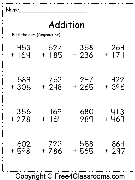 Regrouping Addition Worksheets for Kids Made Easy