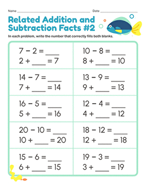 Related Facts Worksheets for Math Mastery