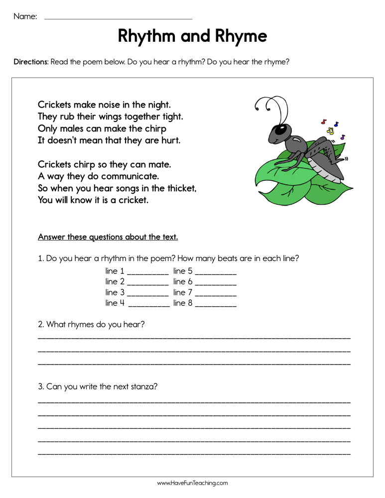 Rhyme Time Fun with Our Free Rhyme Words Worksheet