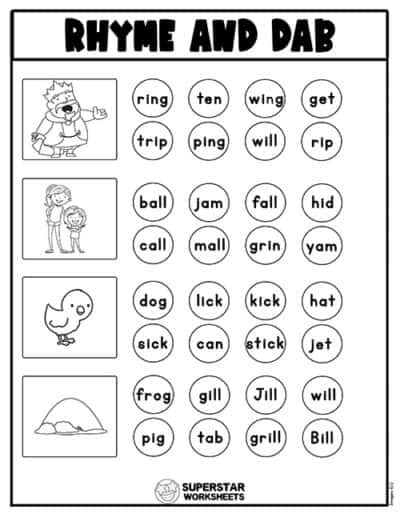 Rhyming Worksheets For Kindergarten Superstar Worksheets