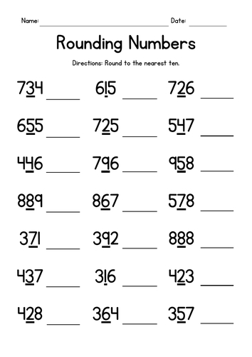 Rounding Numbers Nearest Ten Worksheets Teaching Resources