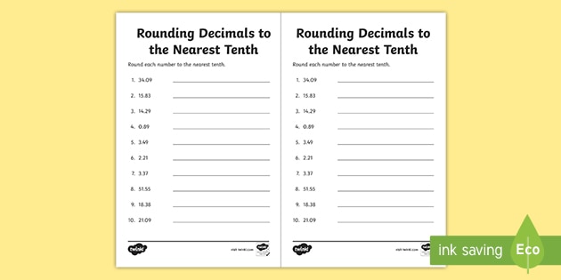 Rounding Numbers To The Nearest Tenth 1 Decimal Place