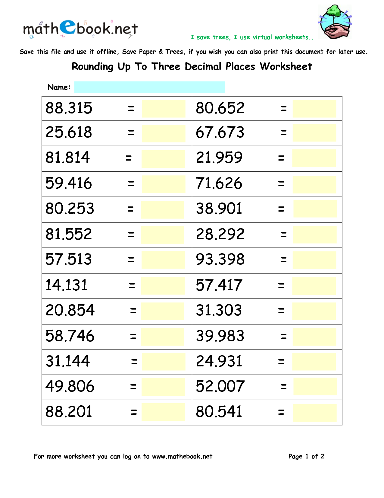 Rounding Worksheets