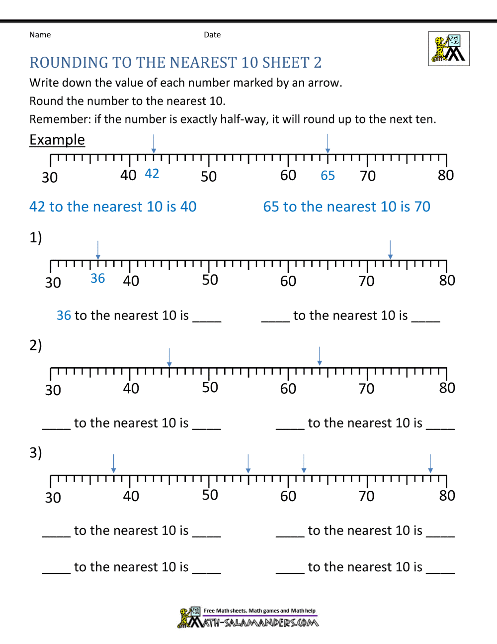 Rounding Year 4 Worksheets