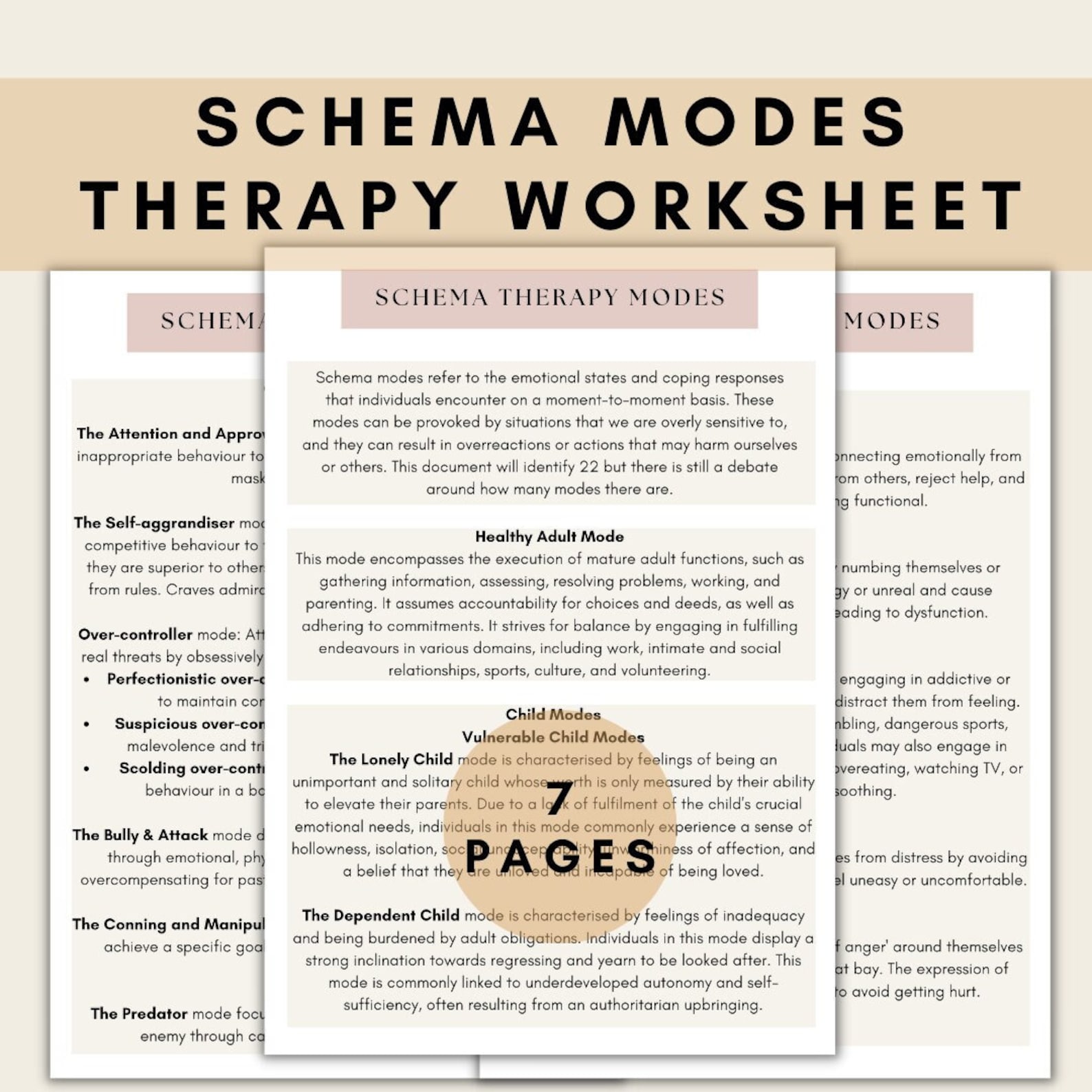 Schema Therapy Worksheets Bundle Editable Fillable Printable Pdfs Therapypatron Com