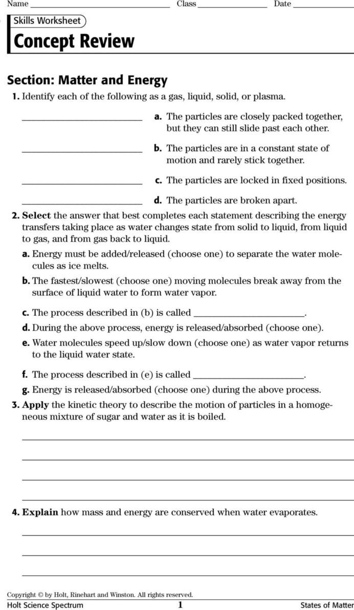 7 Fun Science Worksheets for 7th Graders