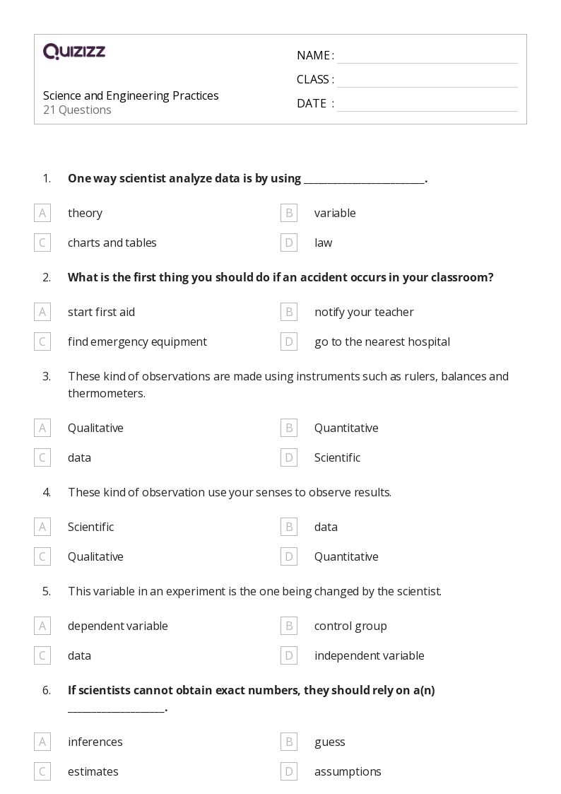 10 Fun Science Worksheets for 8th Graders