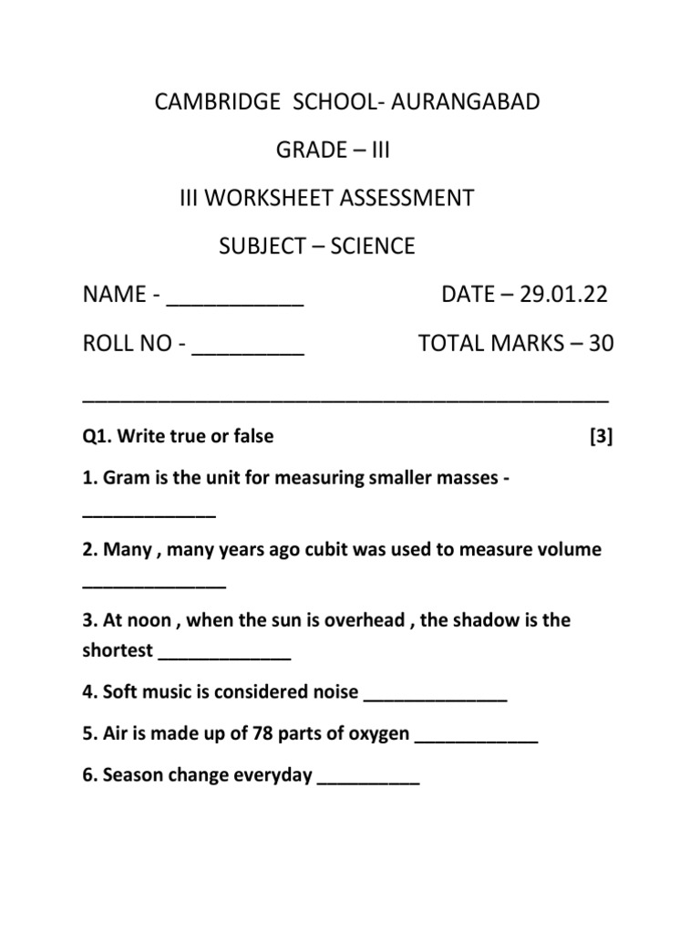 Science Grade 3 Cambridge