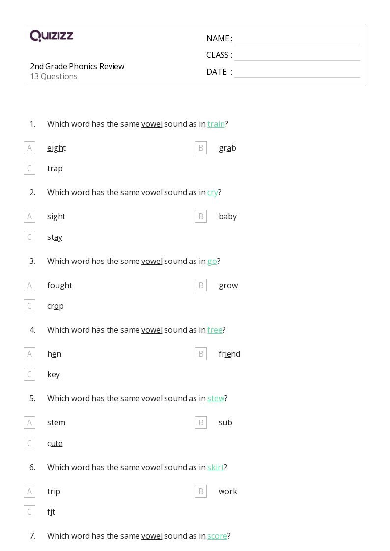 Second Grade Phonics Worksheets for Fun Learning