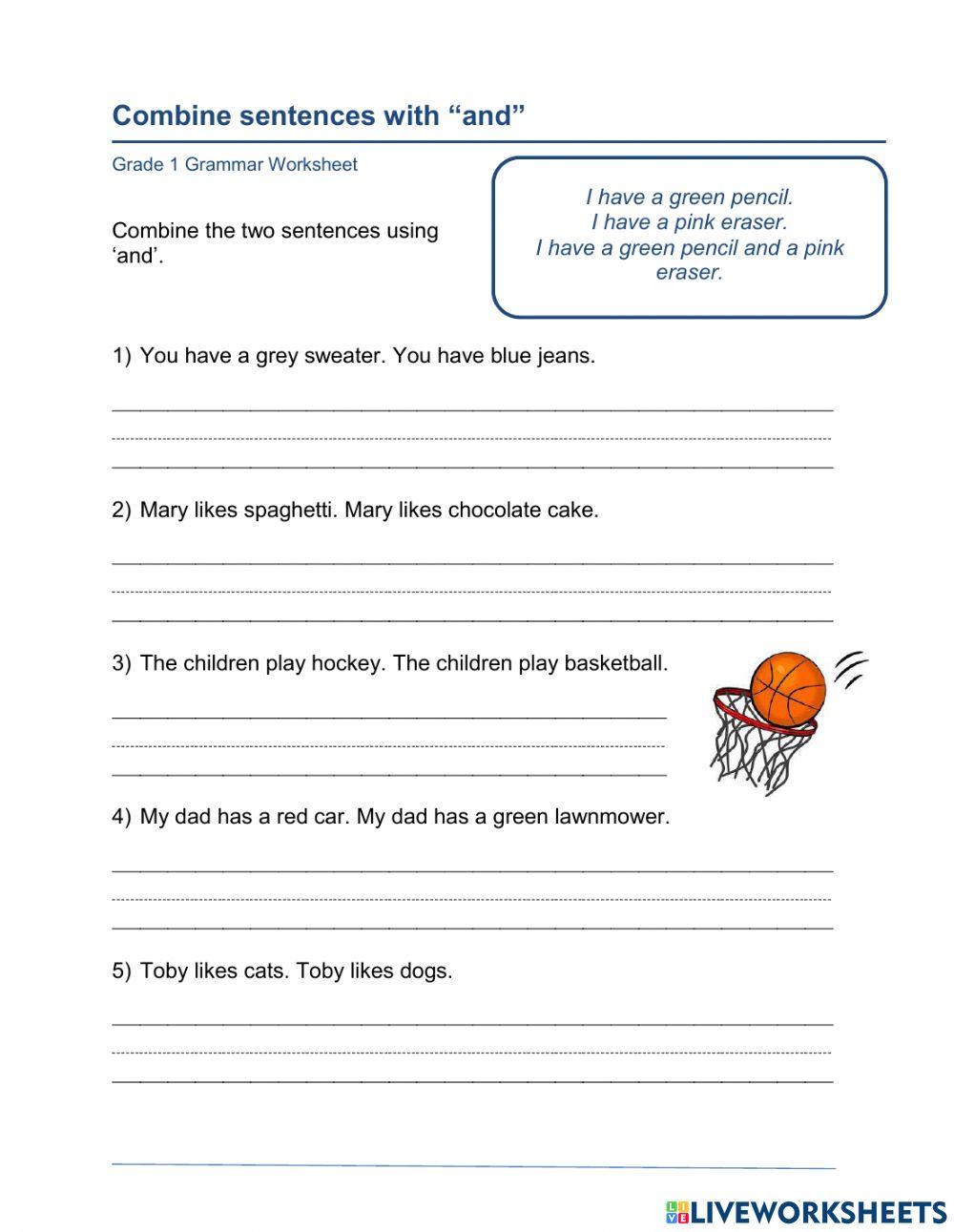 Sentence Combining Worksheet for Effective Writing