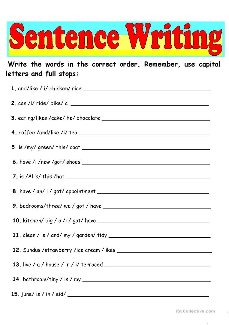 Sentence Writing English Esl Worksheets For Distance Learning And Physical Classrooms