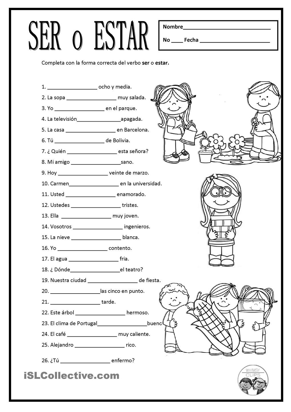 Mastering Ser vs Estar with This Essential Worksheet