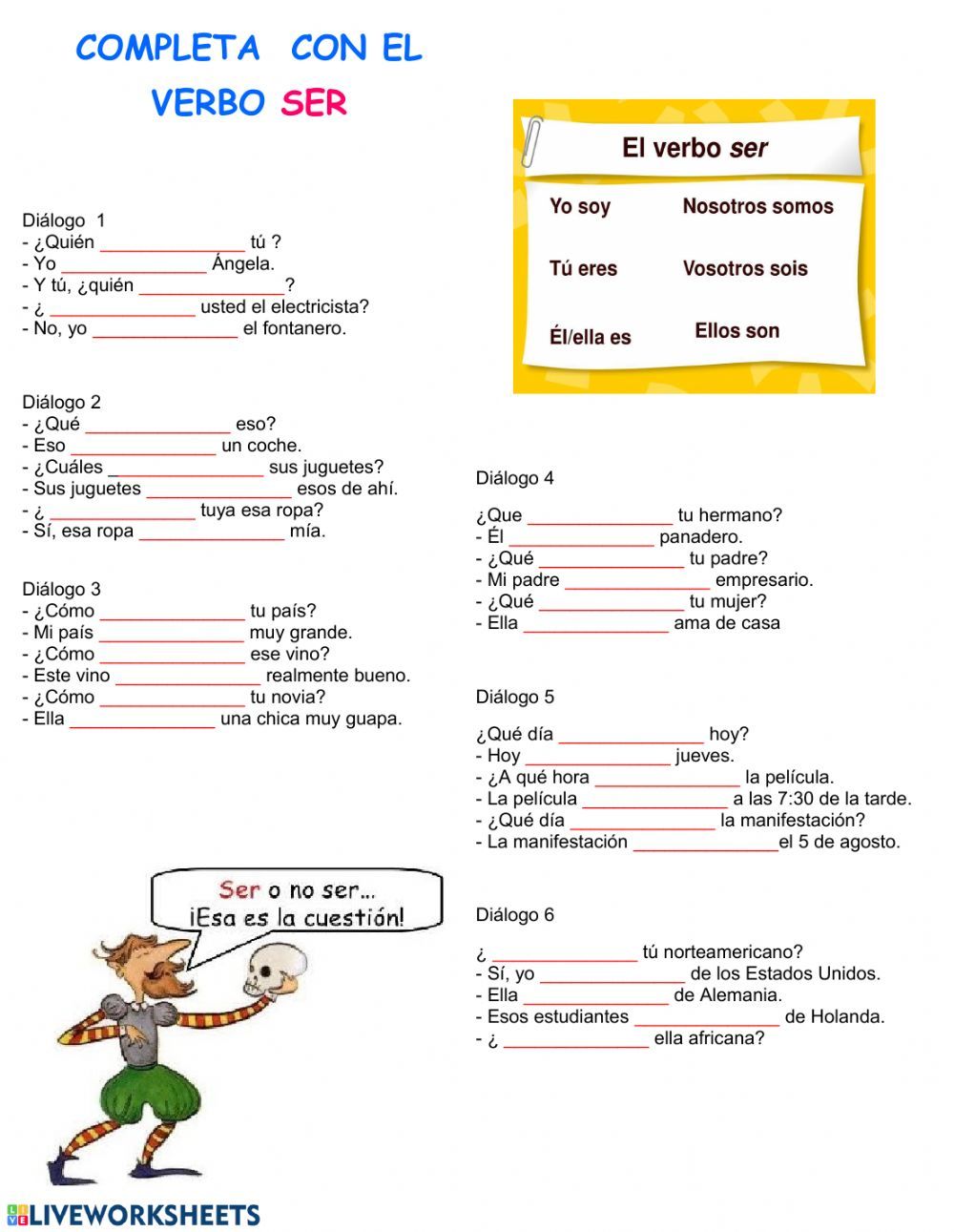 Ser to Be Worksheet Answers