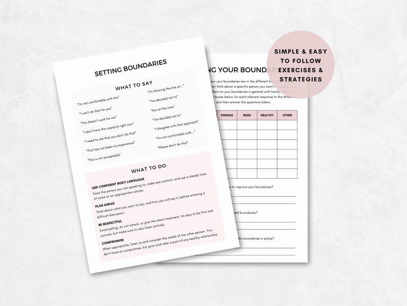 Setting Healthy Boundaries Bundle Boundary Worksheets For Adults