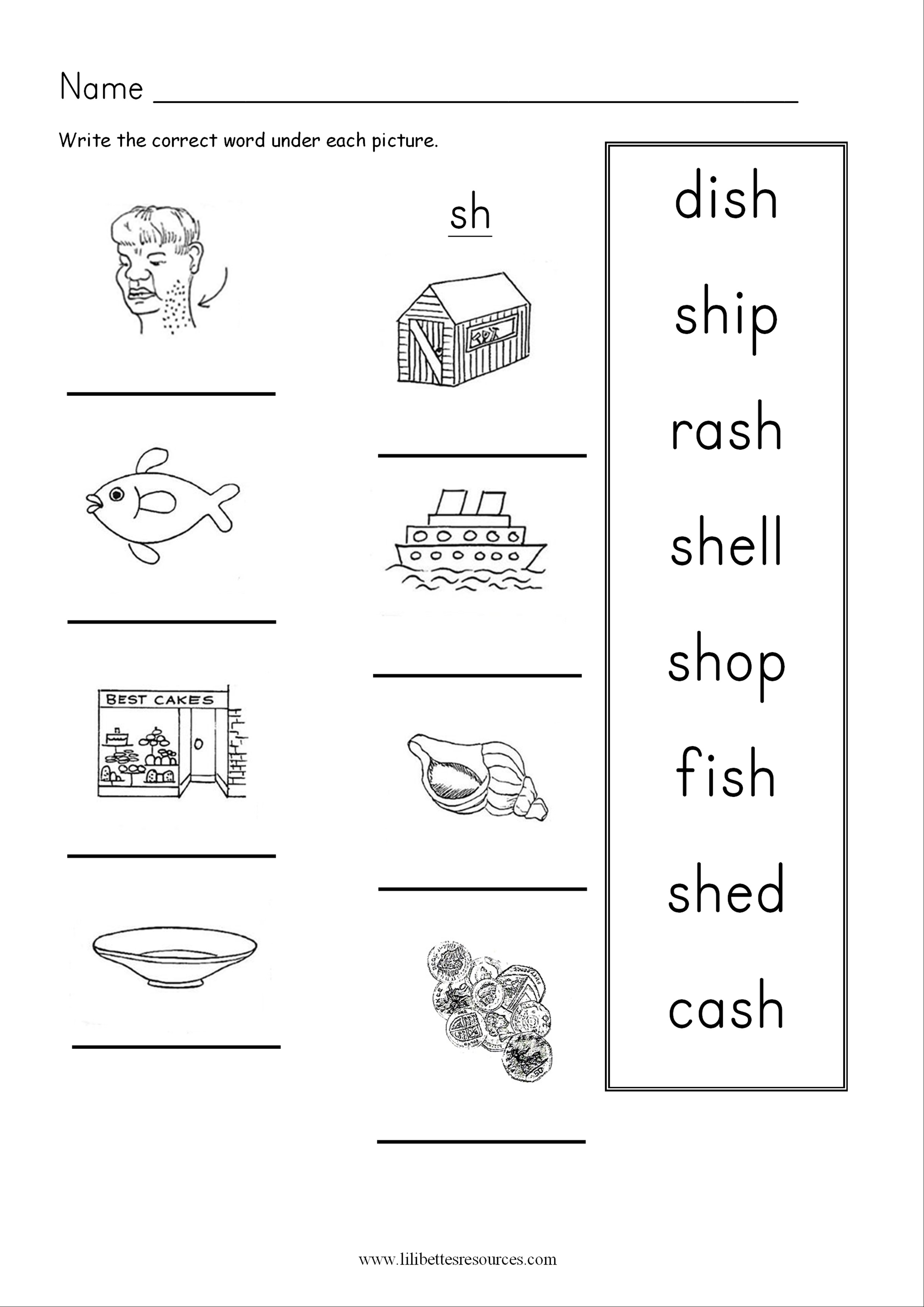 Sh Words Worksheet