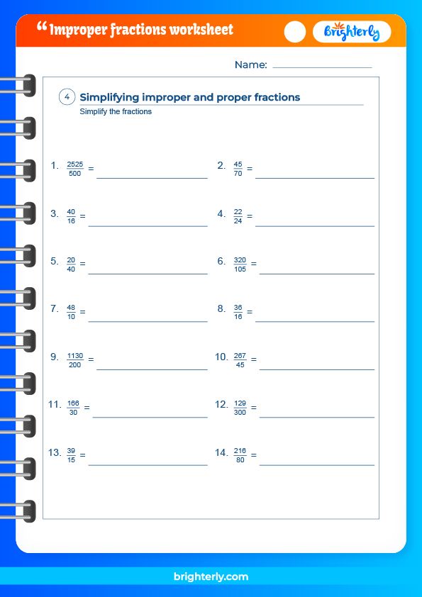 Shading Improper Fractions Worksheets