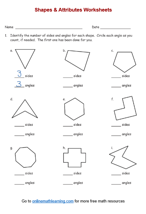 Shape Attributes Worksheet 3Rd Grade