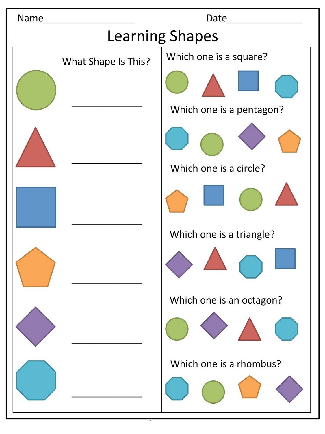 5 Fun Shape Worksheets for Kindergarten