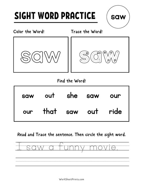 Sight Word Practice Worksheets for Early Readers Success