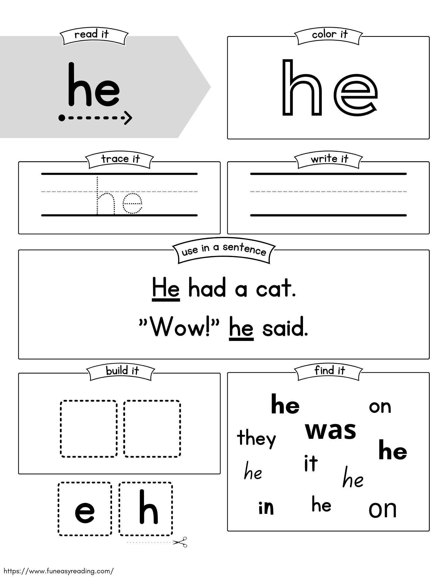 Learn to Read with Sight Word We Worksheet Fun