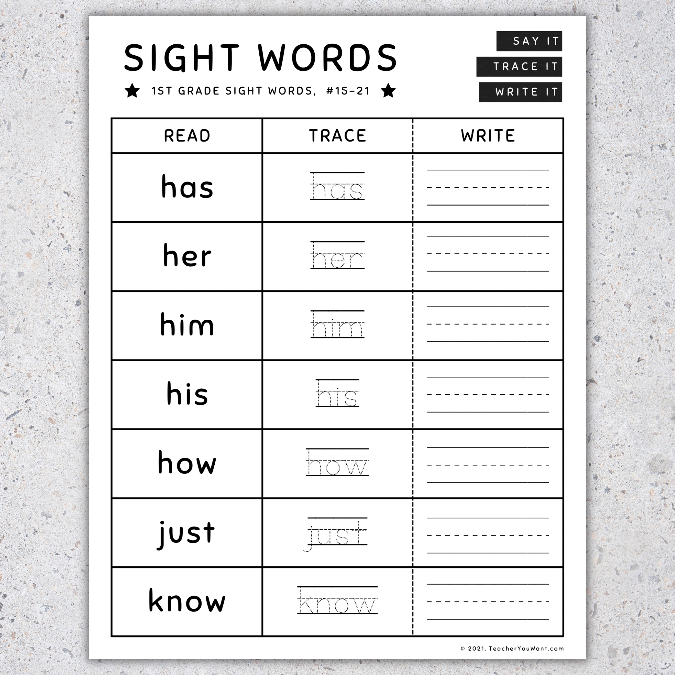 Sight Word Worksheets K 1St Grade Totschoolresources Com