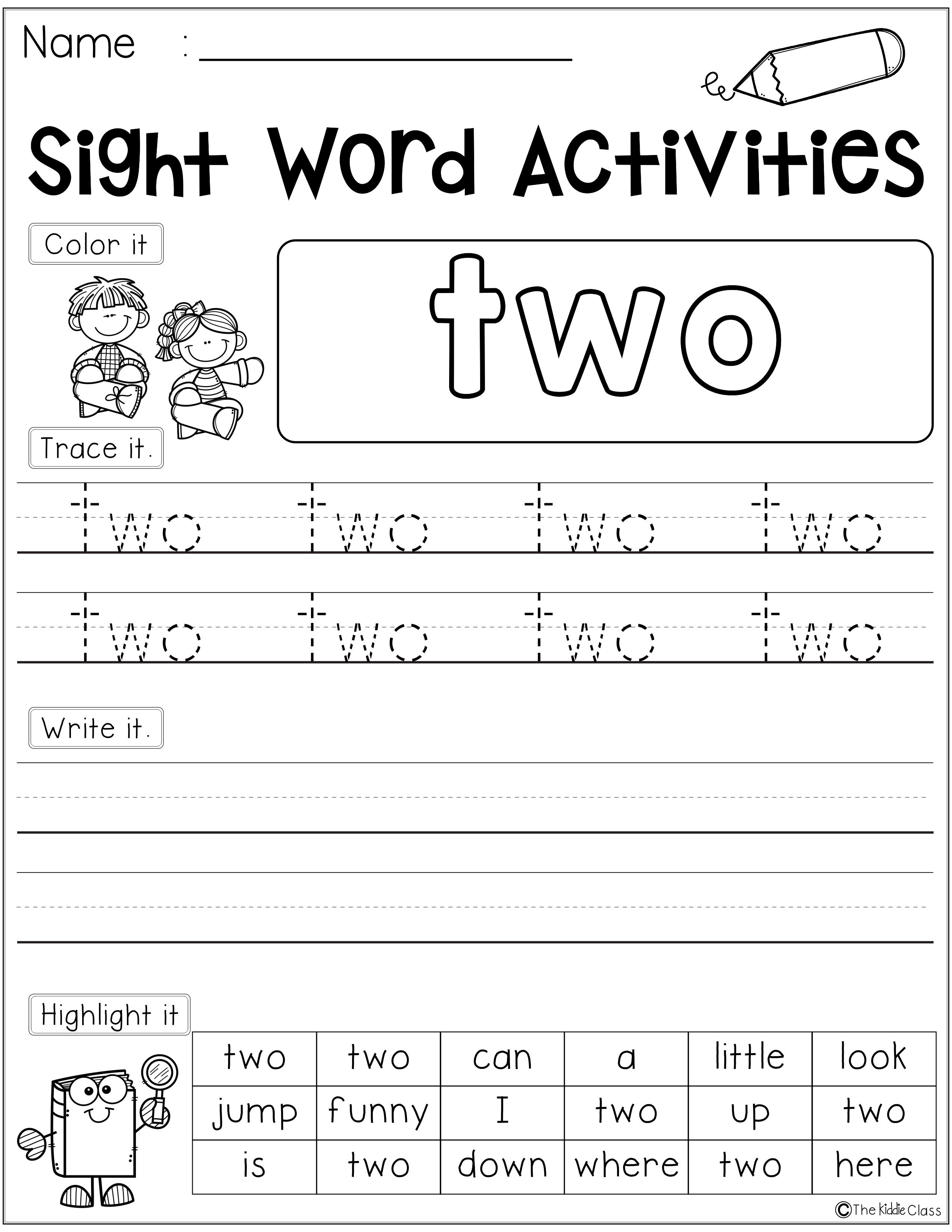 Sight Words Worksheets for Free and Instant Download