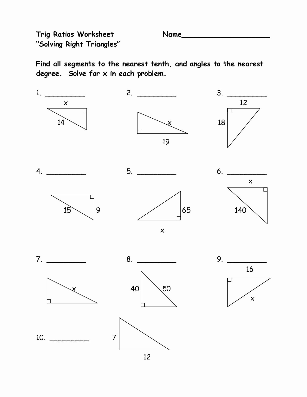 Similar Triangles Worksheet Pdf