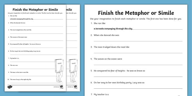 Mastering Similes and Metaphors with Worksheet