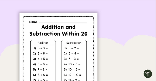 10 Simple Addition and Subtraction Worksheets for Kids