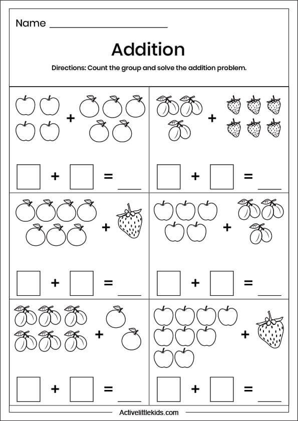 Simple Addition Worksheets for Kindergarten Fun Learning