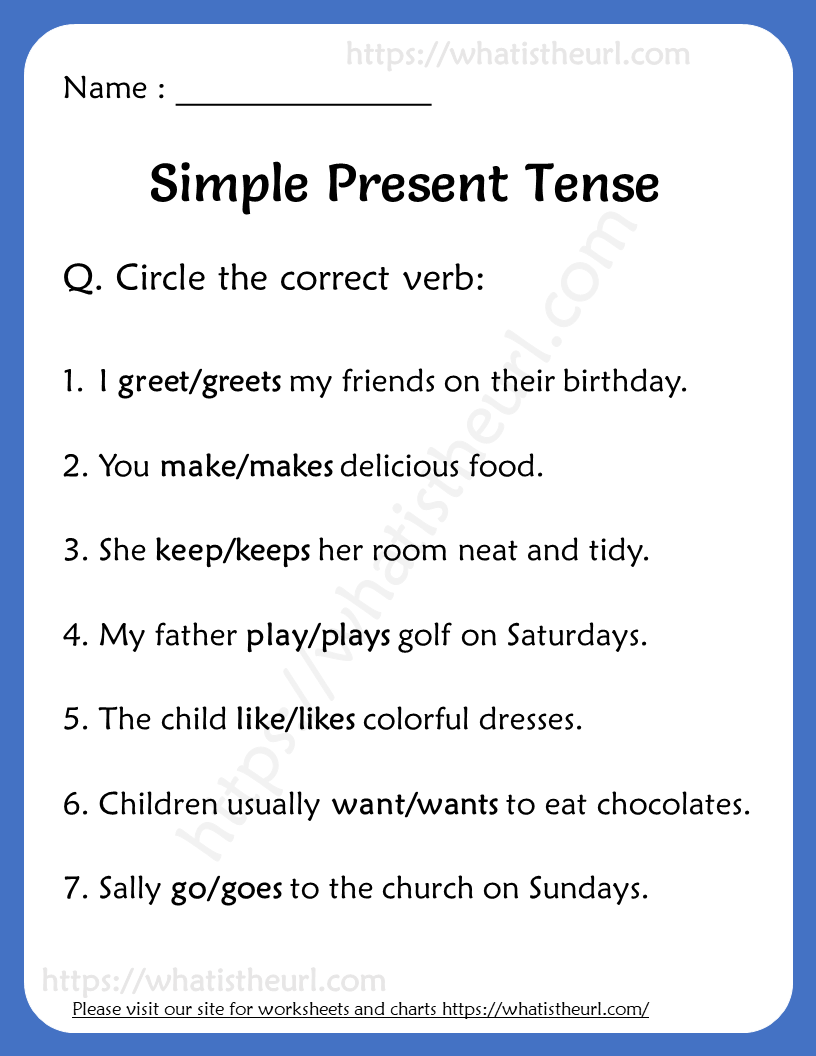 Simple Present Tense Worksheets for Kids and Beginners